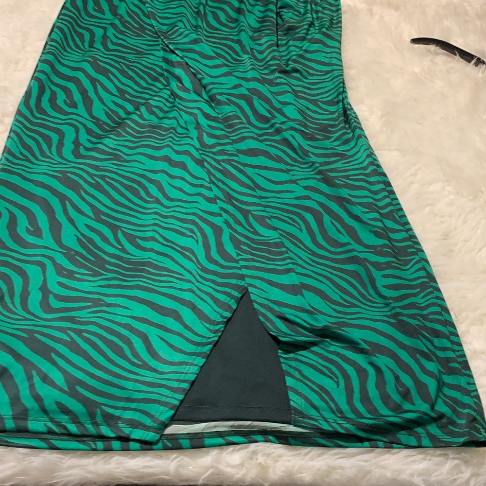 Green Zebra Print Wrap Dress - Picture 11 of 14